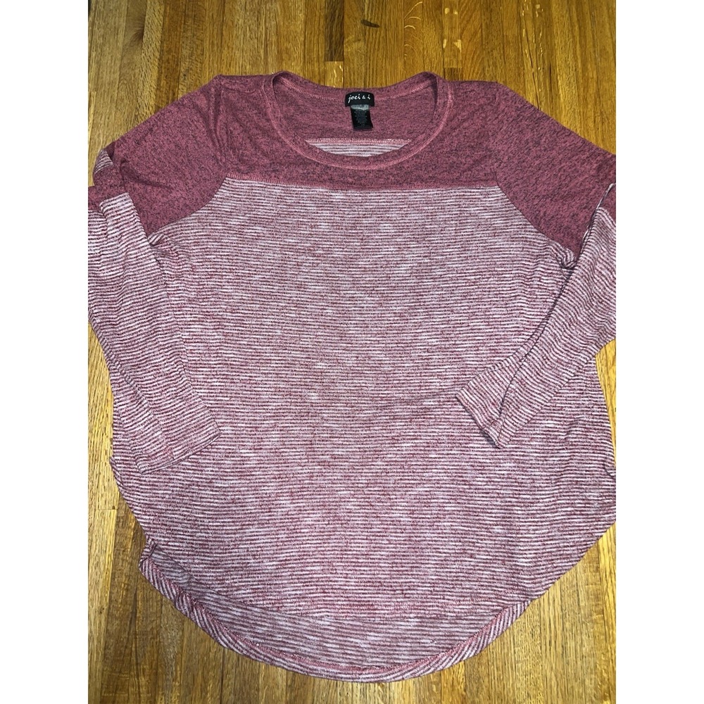 Joie & i Women Size XL Beautiful Rose Maroon‎ & Grey Striped Long Sleeve Top